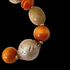 Mode-Art Signed Orange Bead Costume Necklace & Earrings Arthur Pepper Vintage