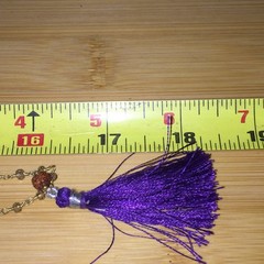 Tassel Necklace Gold Tone Beaded Chain Purple Tassel Boho Chic Vintage