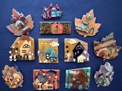 Vintage Jewelry Lot Lucinda Pin House Pin Autumn Clouds W/Face Scarecrow Turkey