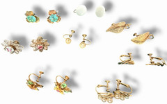 Vintage SCREWBACK EARRING Mixed Lot 8 Pair Textured Gold Enamel Faux Pearl +