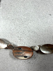 Vintage Sterling Silver and Gold Overlay Statement Necklace with Aqua Stones