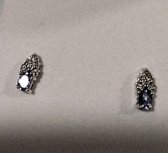 Oval Tanzanite/Diamond 10k White Gold Post Earings Jc Penny Vintage