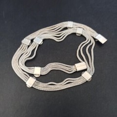 Vintage Silver Necklace Multi Chain Niello Station Layered 925 Ethnic Wide Old