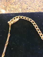 Necklace bib style goldtone w/ red & pink rhinestones. MCM. Vintage