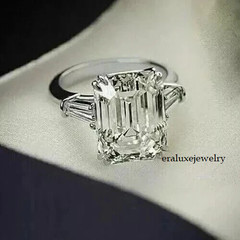 4Ct Emerald Cut Lab Created Diamond Engagement Bridal Ring 14k White Gold Plated