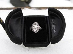 Art Deco 14K White Gold Filigree and Diamond Ring .20 Carat G-H VVS Size 7