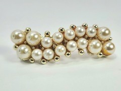 Vintage Brooch Lot Gold Tone Faux Pearls 3 brooches 2-2.5 Inches