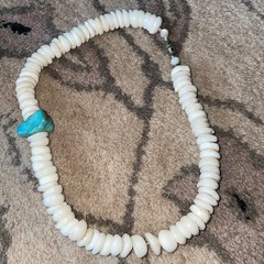 Puka Shell and Turquoise Necklace Vintage