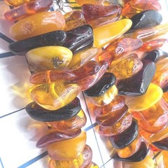 Vtg Baltic Amber Nugget Necklace Sterling Silver Clasp Glows Cognac Egg Yolk 20″