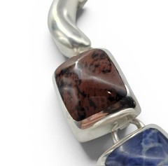Estate Statement Taxco TZ-17 Sterling Silver Multi Stone Necklace 101g Rainbow
