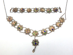 VTG 1940s Asian Silver Spiders on Spider Webs Necklace and Bracelet Set (CF110)