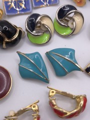 Vtg To Mod Clip On Earring Lot Enamel 15 Pair Colorful