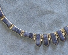 Vintage Native American Lapis Choker Necklace ~ 925 Sterling Silver ~ 78.9 Grams