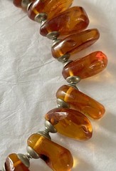 Amber Baltic Honey Cognac Necklace Choker 81.7g Rare VTG Silver Plated Read