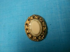 Vintage Domed Gold Tone with White Oval Brooch No Chain