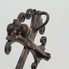 925 Marcasite Cross Brooch Pendant 1.75in Sterling Silver w Patina VTG FLAW