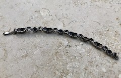 🖤✨AUTHENTIC VINTAGE STERLING SILVER BLACK ONYX LINK ESTATE JEWELRY BRACELET ✨🖤