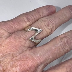 Vintage 925 Midcentury Modernist Sterling Silver Sz 8.25
