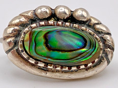 Darling Dainty Vintage 21st and Stone Abalone Sterling Silver Clip-On Earrings
