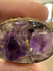 Vintage Hand Carved Amethyst Channel-Set Ring Size 6.25 Art Deco