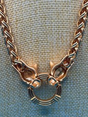 Catwalk Jon Necklace Earring Set Leopard Head Gold Tone Designer Runway Signed