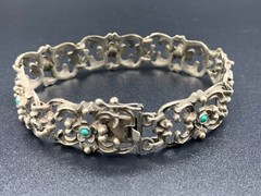 Art Nouveau Biedermeier .835 Silver 7 Panels Bracelet Bangle Arm Jewellery 30g