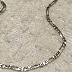 Vintage Sterling Silver Figaro Chain Necklace Italy 925 29″ layering statement