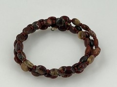 Natural Stone Beaded Coil Bracelet Red Brown Jasper Adjustable