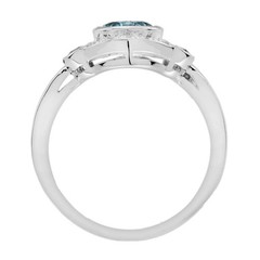 Art Deco Style Lab-Created Diamond & Sapphire Anniversary 14K White Gold FN Ring