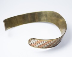 Vintage Jewelry Set Mixed Metal Woven Copper Brass Silver Collar & Cuff Bracelet