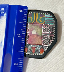 Vintage Abstract Design Brooch Millefiori Style Polymer Clay Handmade Signed MF