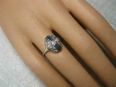 3.50 Ct Diamond & Sapphire Art Deco Antique Vintage Engagement Ring 925 Silver