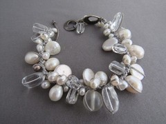 SILPADA STERLING STRUNG BAROQUE PEARL QUARTZ TOGGLE CLASP TENNIS BRACELET