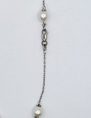 Vtg Sterling Silver Multi Color Freshwater Pearl Lariat Y Drop Tassel Necklace