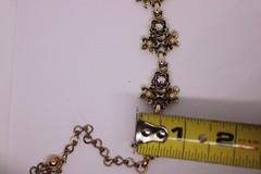 Vtg Gold Tone AB Rhinestone Cluster Choker Necklace 15″ 1950s 1960s Unsigned