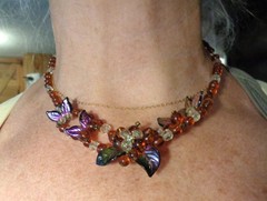 Vintage 40’s West Germany Necklace & Earring Set Wired Iridescent Glass Bead’s