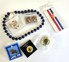 Vintage 7 Piece Jewelry Lot Necklace Pin Earrings Bracelet w/Tag in Cards Unused