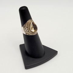 Artisan Smoky Quartz Teardrop Southwestern Style Silver 925 Ring Sz 5.75 Tested