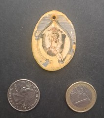 Antique Carved Painted Mechanics’ Good Luck Charm Amulet Scrimshaw