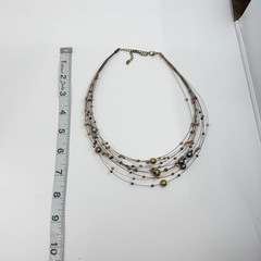 Multi Strand Wire Necklace Mixed Metallic Beads Statement Layered Jewelry Gift