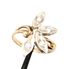 Vintage Luxury RING Silver 925 Flower with chic inserts -size: 9US (19mm)| UA #3