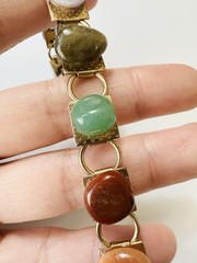 Vintage Natural Polished Gemstone Bracelet 7.5”
