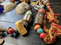 Handmade Nepal Tribal Necklace: Vintage Beads, Amulet Pendant