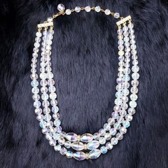 Vintage 1950s 3 Strand Aurora Borealis AB Necklace Choker Alice Caviness