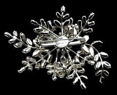 Vintage Rhinestone Floral Brooch Massive Pin Austria ? Costume Jewelry
