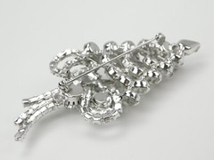 HIGH END Clear Glass Rhinestone 3D Effect Statement Brooch 4″ Unsigned Designer