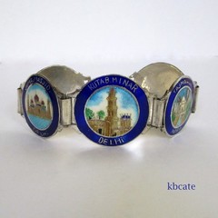 VTG 1940s Sterling Silver Enamel Nautical Flag Sweetheart Bracelet WWII