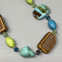 Bohemian Necklace Chunky Multi Color Acrylic Glass Beads Station Designer 19″