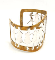 Robert Lee Morris Andy Warhol Tribute Sterling Silver & Brass Cuff Bracelet, 8″