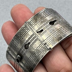 Vintage Sterling Silver Buckle Wide Bracelet Adjustable English